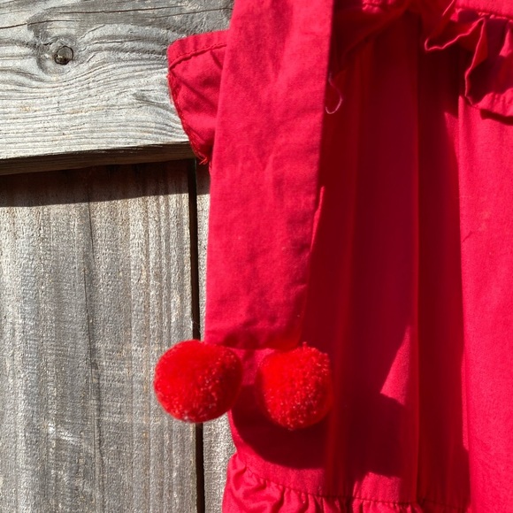 TCEC Red Sleeveless Ruffle Dress With Pom Pom Shoulder Ties - Picture 3 of 9